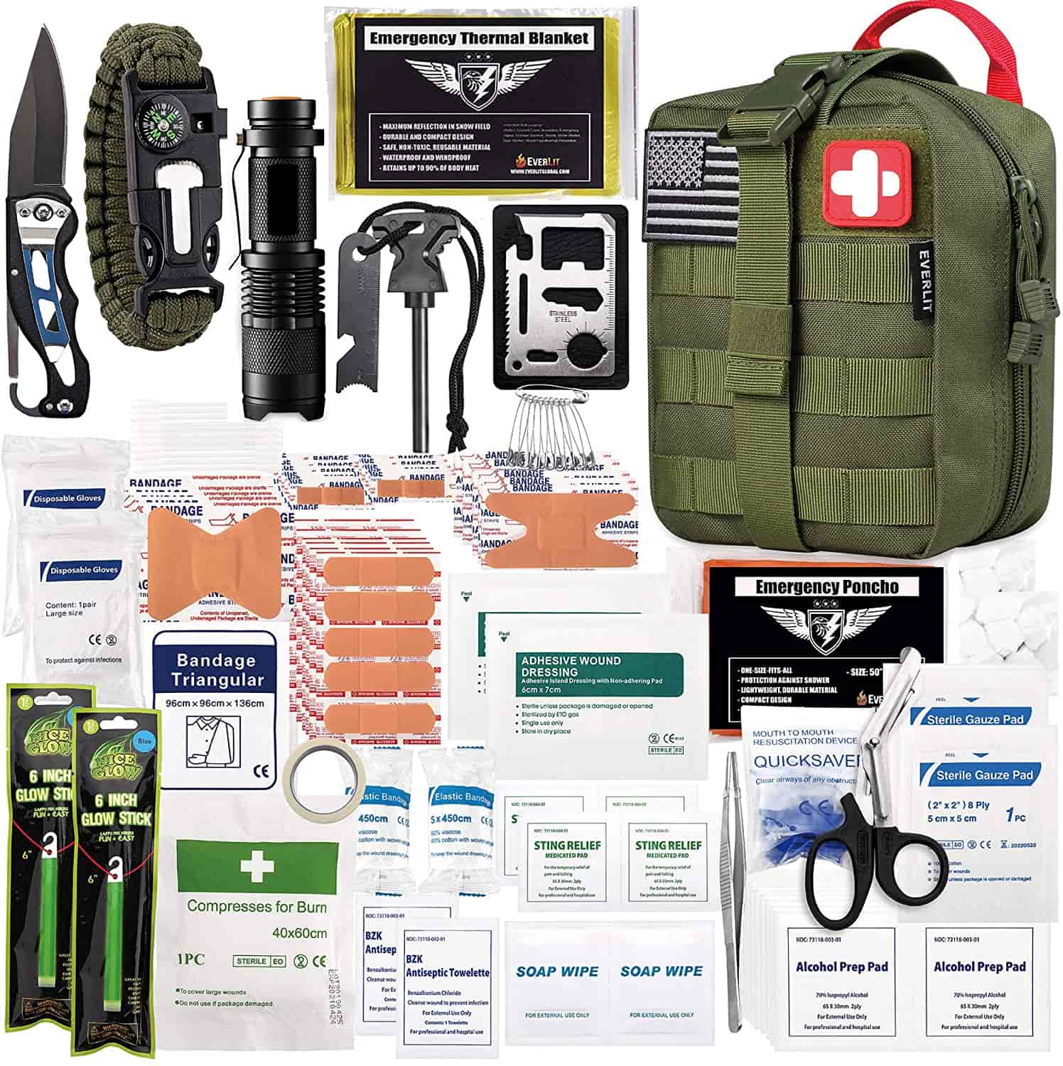 Tha Kit Ciad Chobhair Green Survival a ’toirt a-steach Kit Ciad Chobhair 250 Pìos